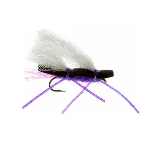 Chubby Chernobyl purple foam terrestrial attractor dry fly for opportunistic trout strikes in off-color water on Colorado rivers
