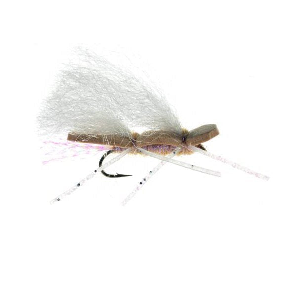 Chubby Chernobyl tan foam terrestrial attractor dry fly for trout fishing, matching hoppers and pale stoneflies on Colorado rivers