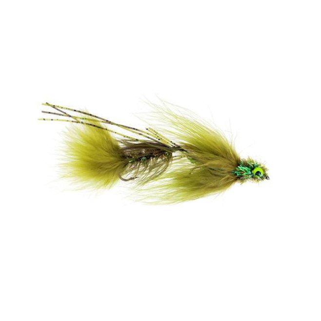 Circus Peanut olive articulated sculpin streamer for trophy brown and rainbow trout on the Roaring Fork and Frying Pan rivers in Colorado