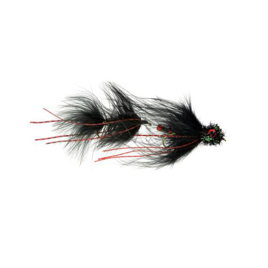 Circus Peanut black articulated marabou streamer for trophy brown and rainbow trout on the Roaring Fork and Frying Pan rivers in Colorado