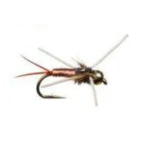 Rubberlegged Copper John Red nymph fly, size #18, with tungsten bead head and red wire body — trout fly for the Roaring Fork, Frying Pan, and Colorado River