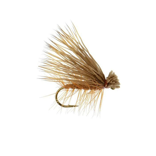 Elk Hair Caddis brown dry fly pattern sizes 10, 12 and 18 for caddis hatch fishing on the Roaring Fork and Frying Pan rivers in Colorado