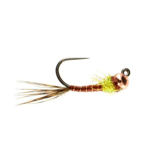 Jiggy Sulphur Nymph TB tungsten jig sulphur mayfly nymph size 18 for evening hatch fishing on the Roaring Fork and Frying Pan rivers in Colorado