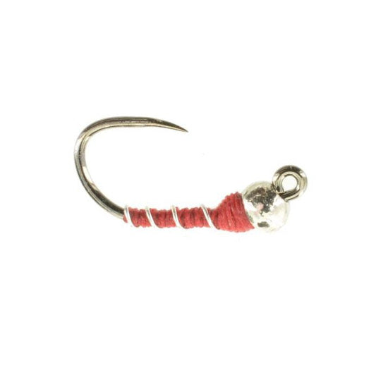 Jiggy Zebra Midge TB red tungsten jig red midge pupa sizes 16, 18 and 20 for tailwater trout fishing on the Frying Pan and Roaring Fork rivers in Colorado