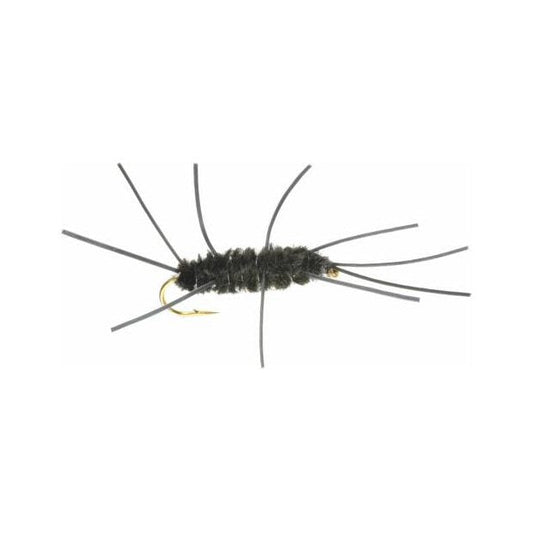 Pat's Rubberlegs black weighted stonefly nymph sizes 8 and 12 for trout fishing on the Roaring Fork and Frying Pan rivers in Colorado