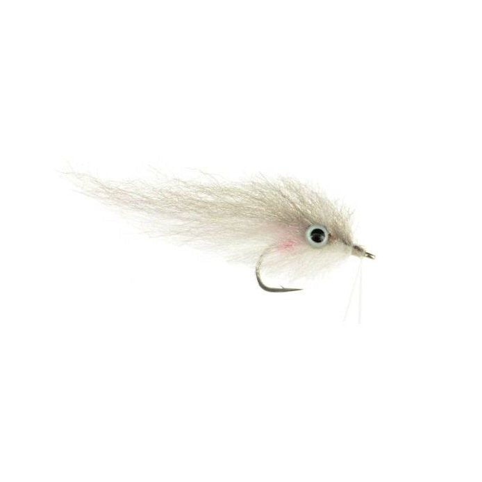 North Country Peanut Bunker saltwater baitfish fly in grey and white, size 2, for striped bass, redfish, and snook