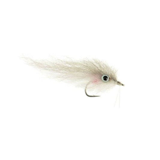 North Country Peanut Bunker saltwater baitfish fly in grey and white, size 2, for striped bass, redfish, and snook