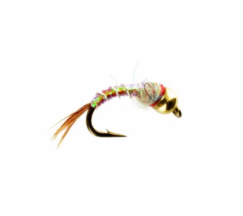 Rainbow Warrior BH bead head midge emerger sizes 14, 16 and 20 for tailwater trout fishing on the Frying Pan and Roaring Fork rivers in Colorado