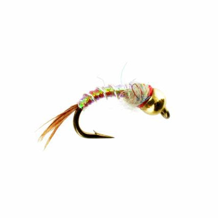 Rainbow Warrior BH bead head midge emerger sizes 14, 16 and 20 for tailwater trout fishing on the Frying Pan and Roaring Fork rivers in Colorado