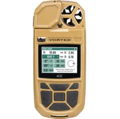 Vortex ACE Ballistic Weather Meter measuring wind speed, temperature, humidity, pressure, and altitude — compact pocket-sized tool for long-range hunting and precision shooting