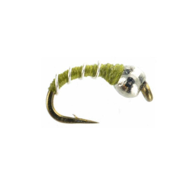 Zebra Midge BH olive bead head midge pupa sizes 18, 20 and 22 for tailwater trout fishing on the Frying Pan and Roaring Fork rivers in Colorado