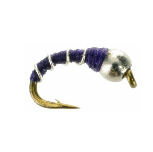 Zebra Midge BH purple bead head attractor midge pupa sizes 18, 20 and 22 for tailwater trout fishing on the Frying Pan and Roaring Fork rivers in Colorado